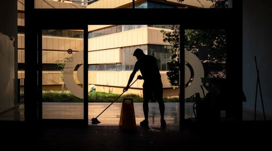 A EarthWize team member on the job